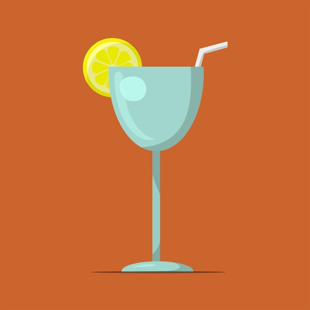 Beber agua con limón sobre fondo naranja icono ilustración vectorial