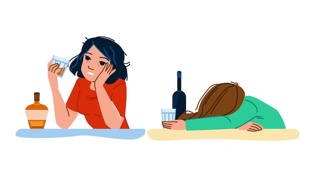 Beber mujer alcohol vector