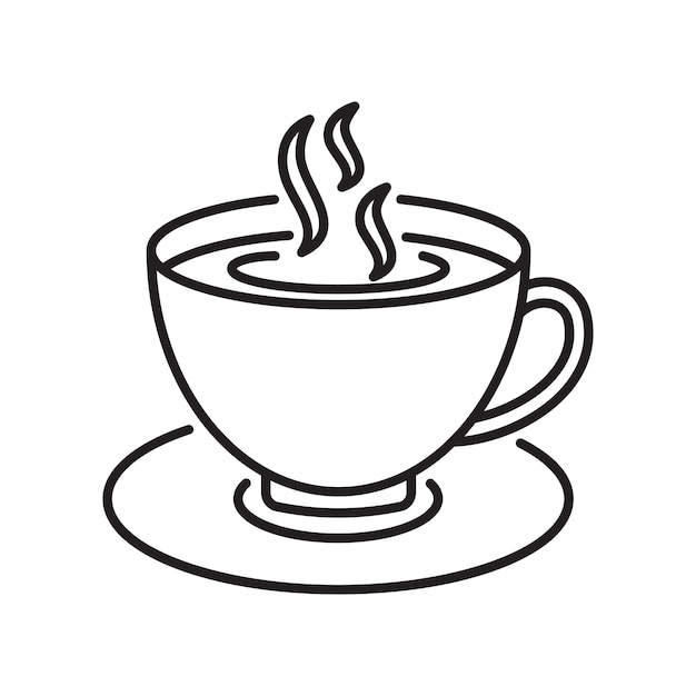 Vector beber té icono de línea de taza icono plano de taza líneas delgadas para el diseño del logotipo tarjeta de visita individual