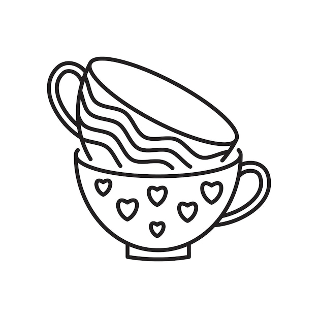 Vector beber té icono de línea de taza icono plano de taza líneas delgadas para el diseño del logotipo tarjeta de visita individual