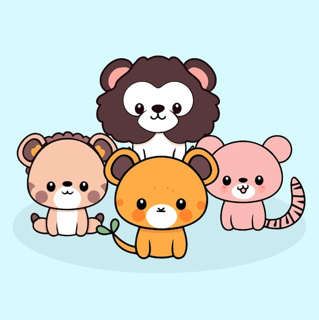 Vector los bebés de la jungla son lindos.