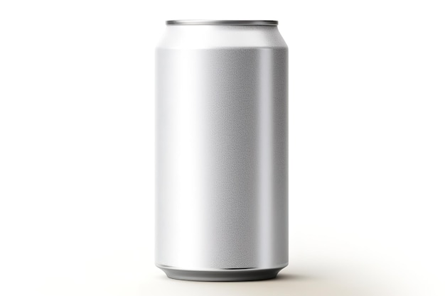 Vector bebida de aluminio de 250 ml con gotas de agua plantilla de maqueta aislada en fondo gris claro alto