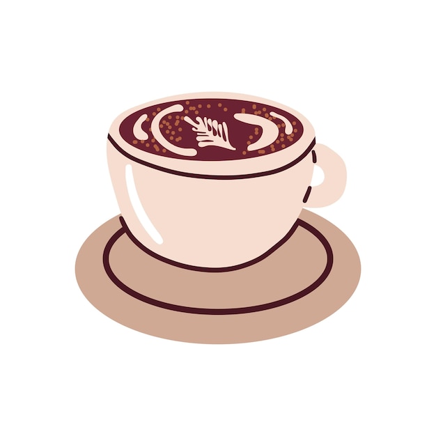Bebida de café caliente o fría con una linda decoración de garabatos taza de espresso americano