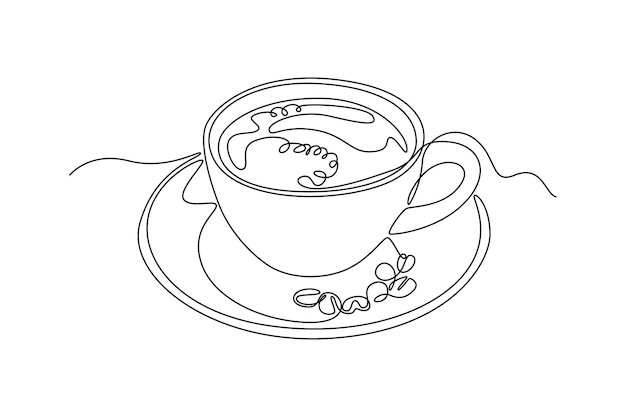 Bebida de café Concepto Diseño de dibujo de línea única Ilustración gráfica vectorial