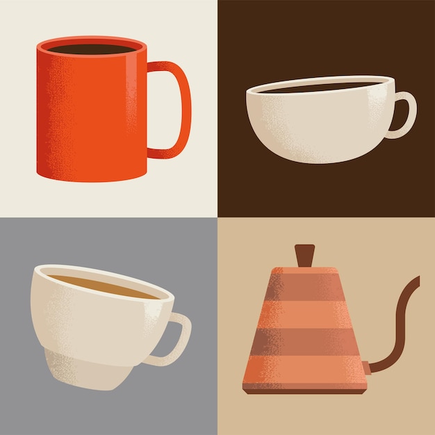 Bebida de café cuatro iconos