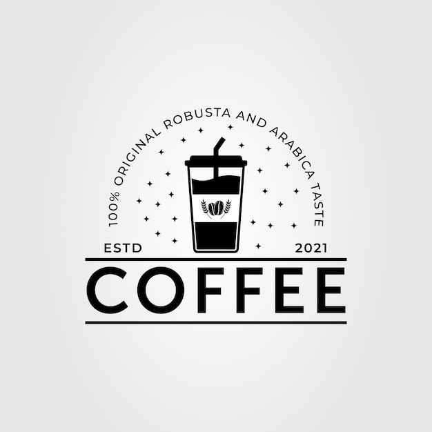Bebida de café helado y diseño de ilustración de vector de logotipo de leche de café