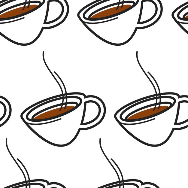 Bebida caliente de café de Singapur o té en taza de patrones sin fisuras