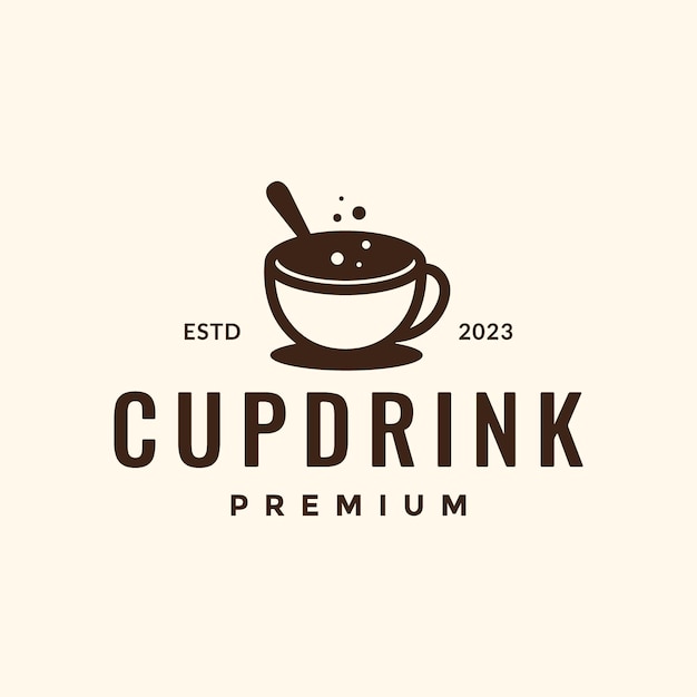 Bebida caliente café taza de chocolate vidrio simple hipster estilo vintage diseño de logotipo vector icono ilustración