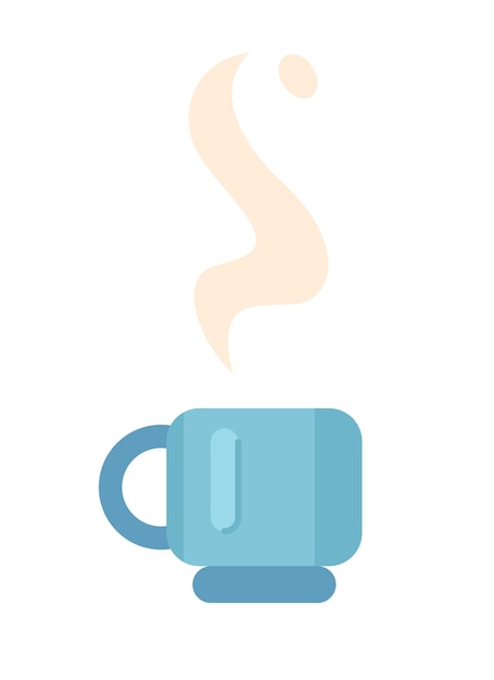 Bebida caliente en taza objeto vectorial de color semi plano Bebida fragante Té humeante Icono de arte de clip de dibujos animados editable sobre fondo blanco Ilustración simple para diseño gráfico web