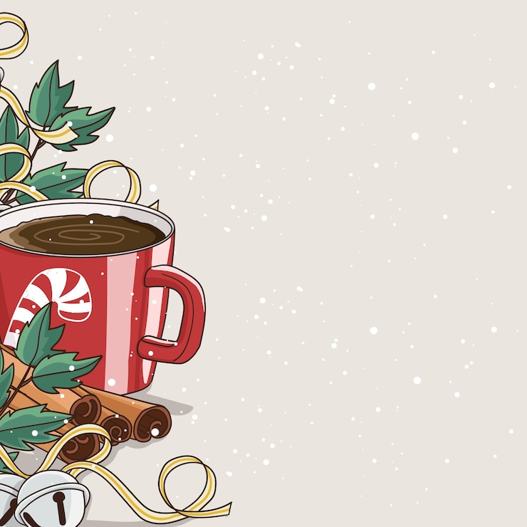 Vector bebida de chocolate caliente de navidad para el fondo de comida de navidad
