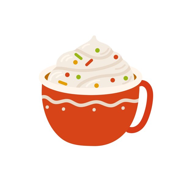 Bebida de chocolate de Navidad tazas calientes de vacaciones de invierno iconos vectoriales de chocolate caliente o té de Navidad