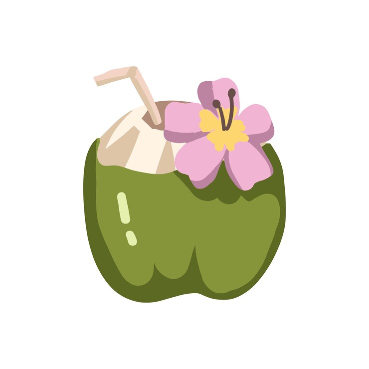 Vector bebida de coco con una flor