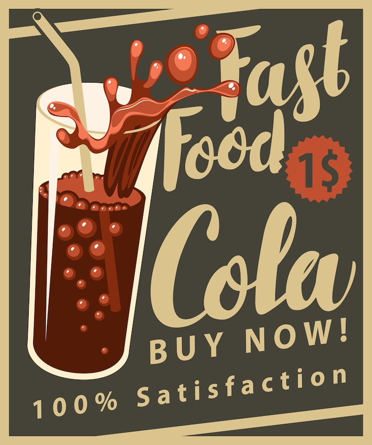 Vector bebida de cola en estilo retro