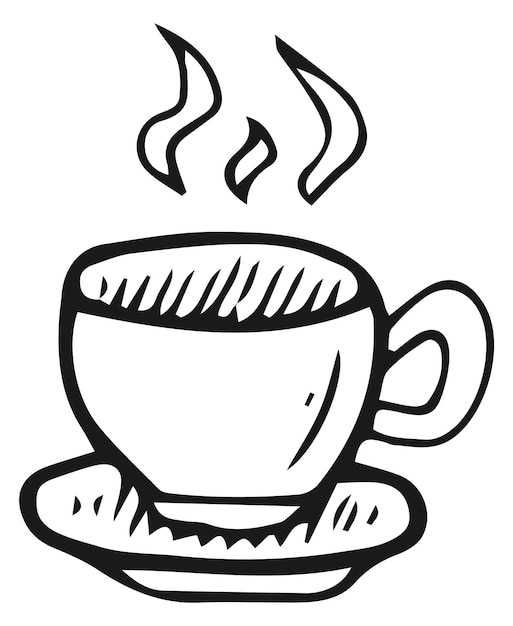 Bebida dibujada a mano de la taza de café caliente