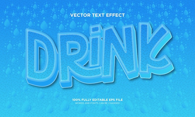 Vector bebida efecto de texto editable