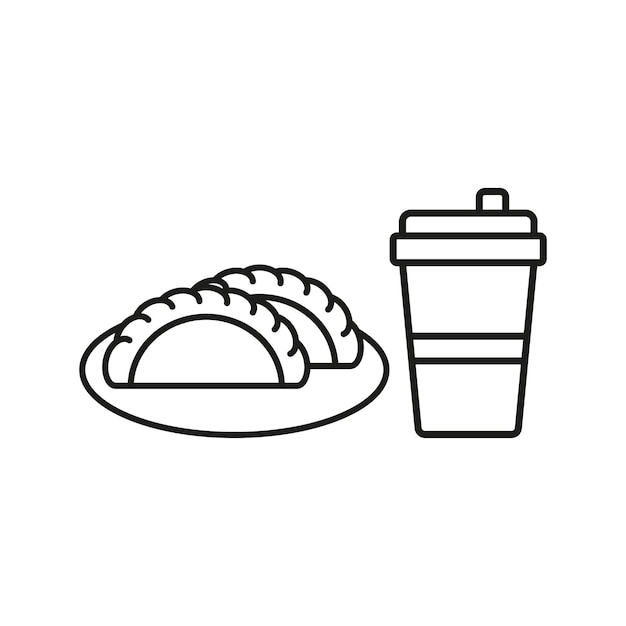 Bebida y empanada conjunto de alimentos icono vectorial diseño básico