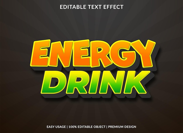 bebida energética plantilla de efecto de texto editable uso para marca y logotipo de la empresa