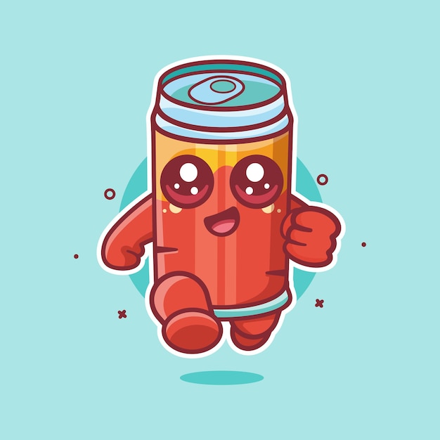 bebida feliz puede mascota de personaje animal corriendo dibujos animados aislados en diseño de estilo plano