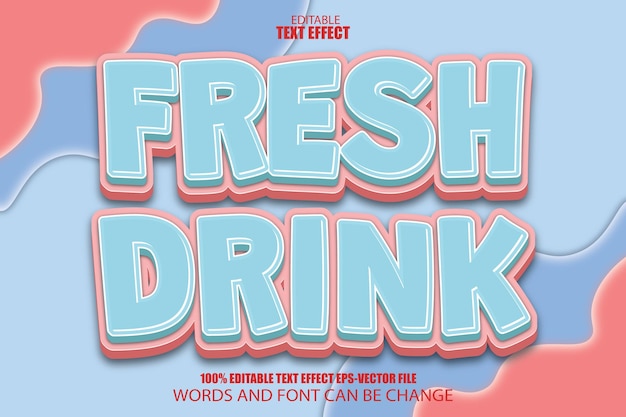 Bebida Fresca Efecto De Texto Editable Estilo De Dibujos Animados 3D