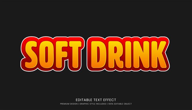 bebida gaseosa editable plantilla de efecto de texto 3D tipografía en negrita y estilo abstracto bebidas logotipo y marca