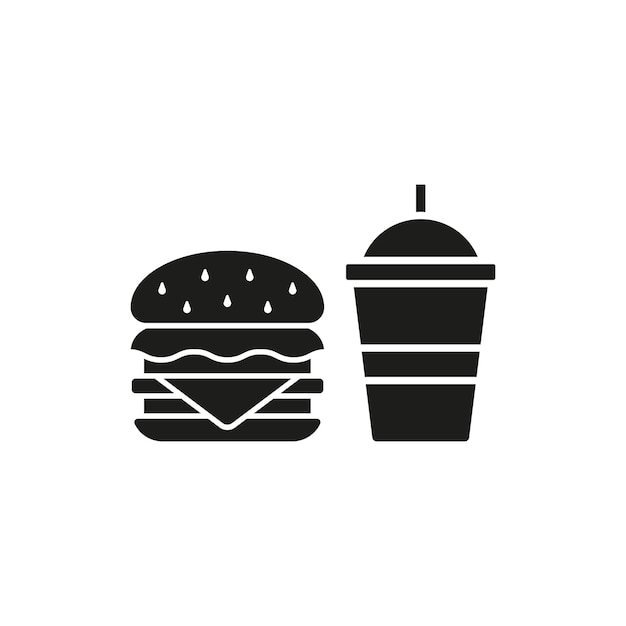 Bebida y hamburguesa conjunto de alimentos icono vectorial diseño básico