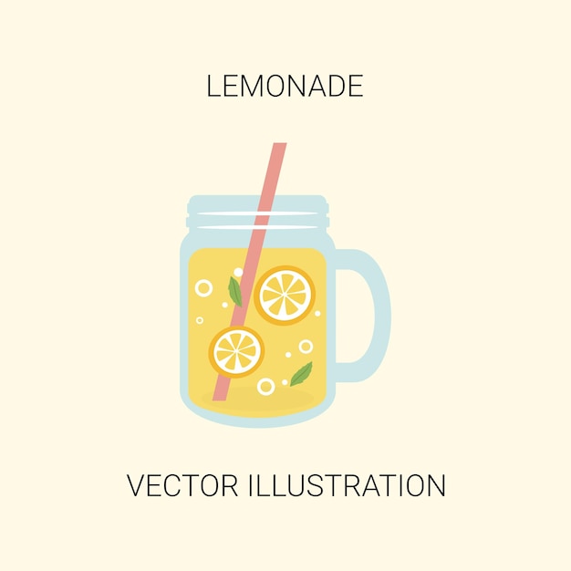 Bebida de limonada en ilustración de vector de vidrio de tarro Elemento de diseño con tema de verano