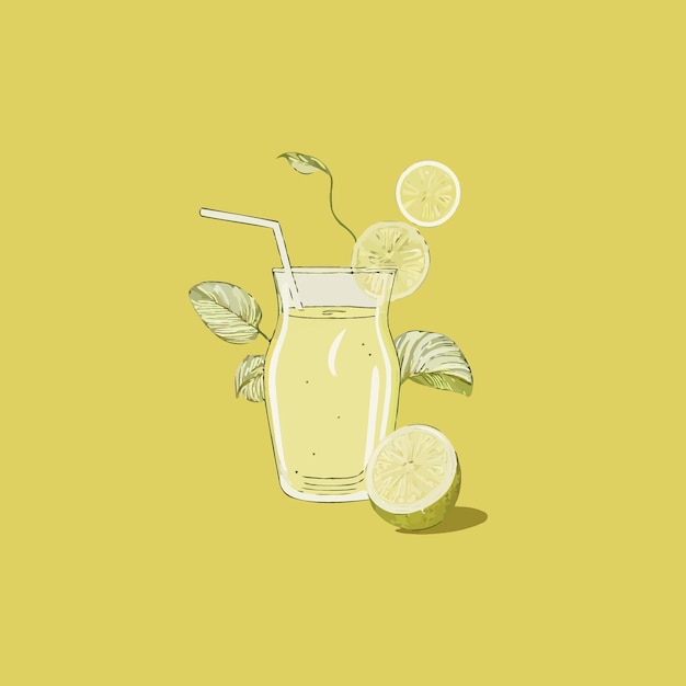 Vector bebida de limonada en vaso de vidrio