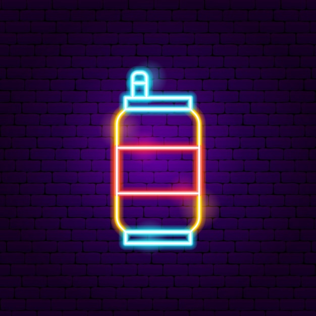 Bebida puede letrero de neón. Ilustración de vector de promoción de café.