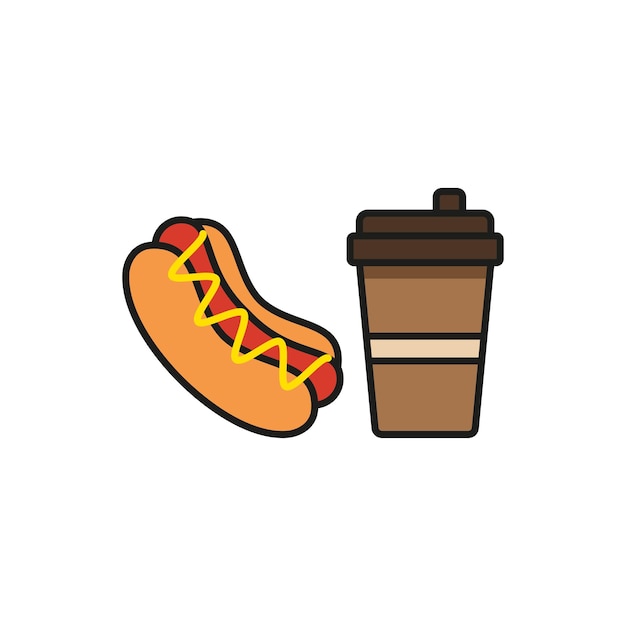 Bebida y set de perros calientes diseño básico vectorial de iconos de alimentos