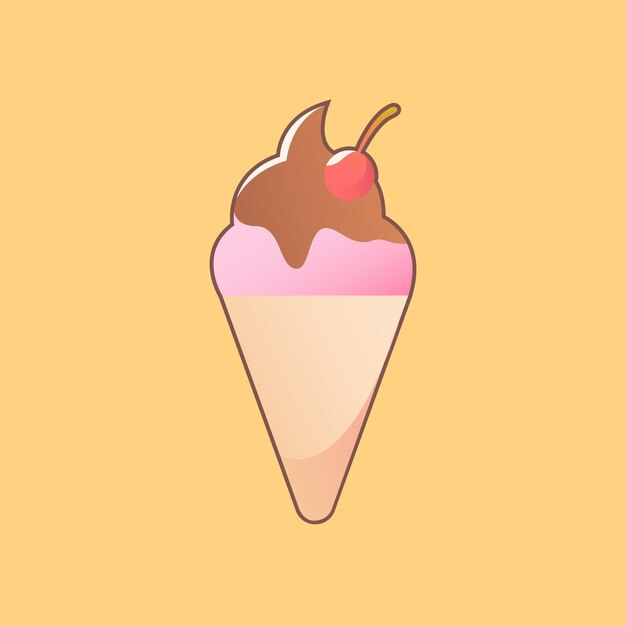 Bebida de verano personajes lindos icono de helado rosa