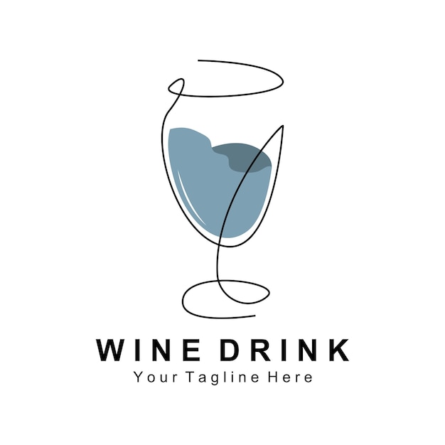 Bebida vino logo diseño vidrio ilustración alcohol bebida botella empresa producto vector