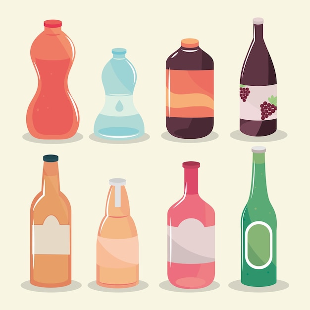 Vector bebidas de colección de iconos