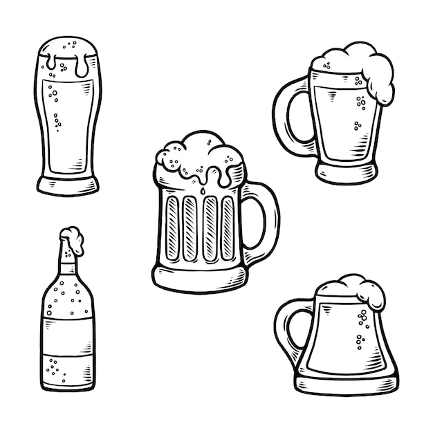 Vector bebidas doodle set bebida fresca ilustración01