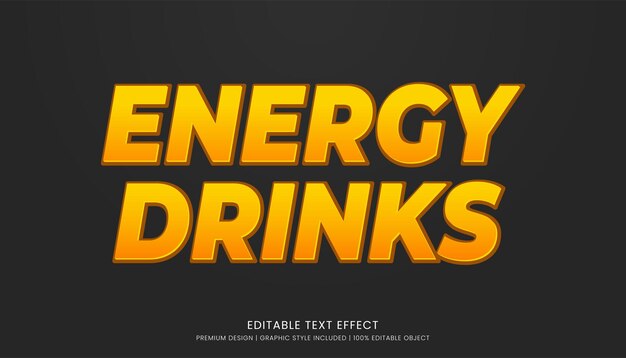 bebidas energéticas plantilla de efecto de texto 3D editable tipografía en negrita y estilo abstracto logotipo de bebidas