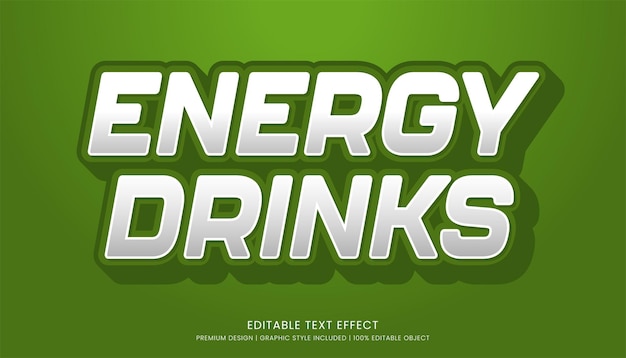 bebidas energéticas plantilla de efecto de texto 3D editable tipografía en negrita y estilo abstracto logotipo de bebidas
