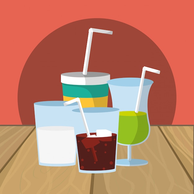 Vector bebidas refrescantes de dibujos animados