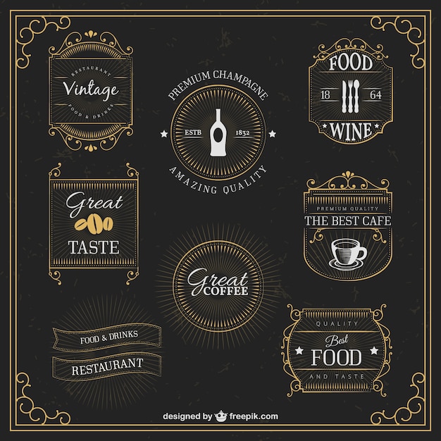 Vector bebidas retro insignias