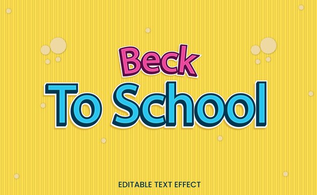 Beck a la escuela Efecto de texto editable Tema de estilo 3D
