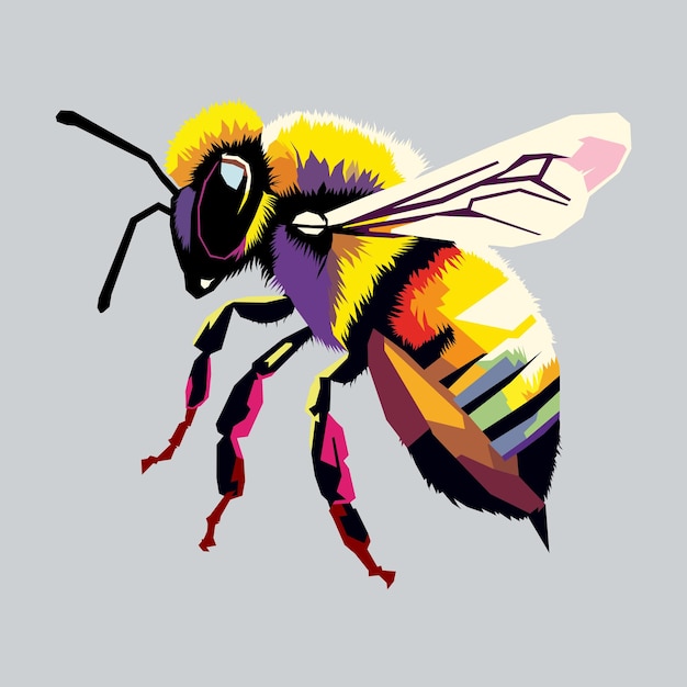 Bee dibujado usando el estilo de arte WPAP pop art