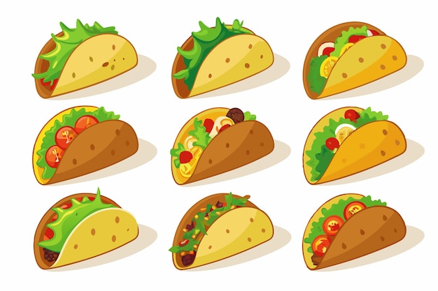 Beef Tacos Ilustración artística en color Retrato de comida expresivo y colorido