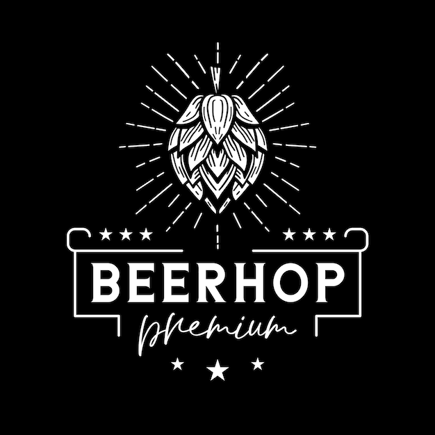 Vector beer hop clásico logo blanco