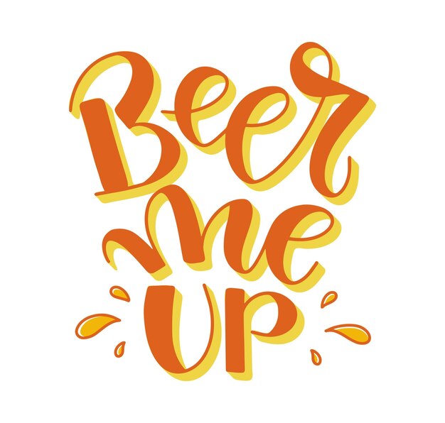 Beer me up letras de colores aisladas sobre fondo blanco