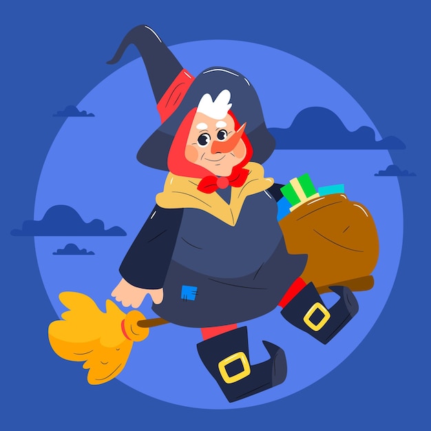 Vector befana dibujado a mano