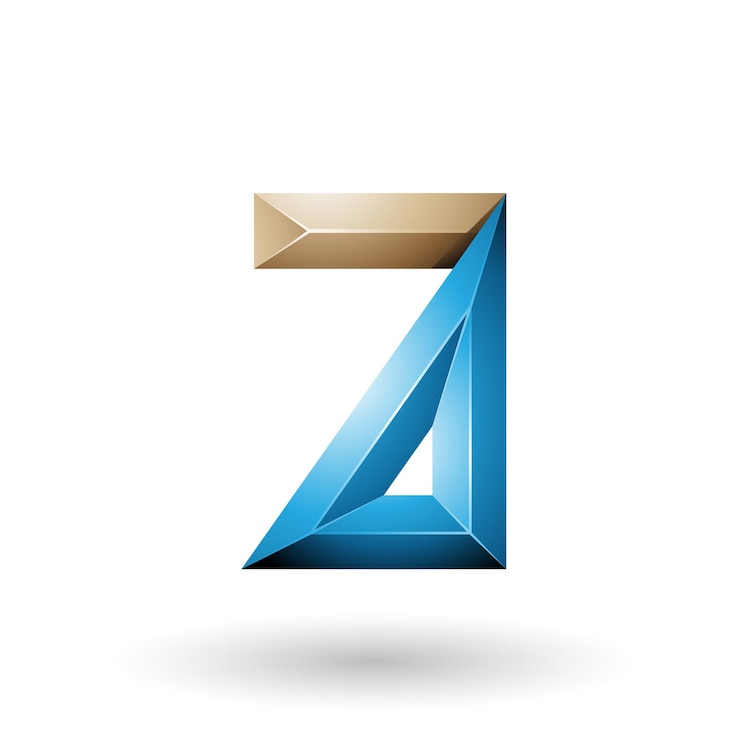 Vector beige y azul 3d geométrico en relieve letra a ilustración vectorial