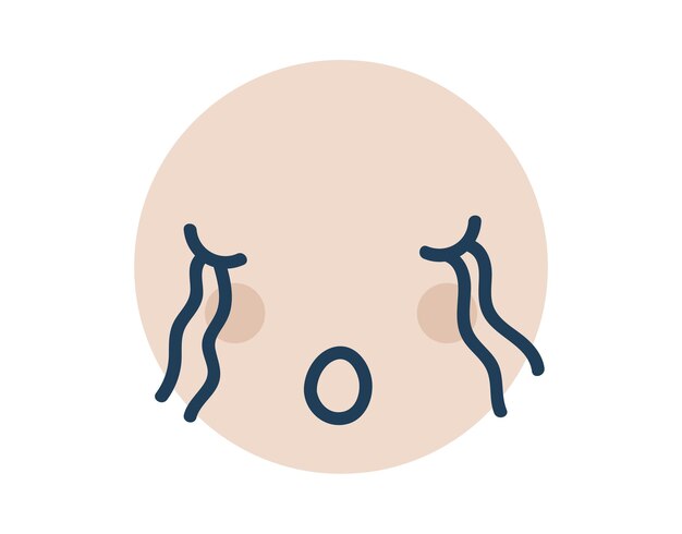 Beige frustrado redondo Emoji Icon Objeto Símbolo plano Arte vectorial Elemento de dibujos animados