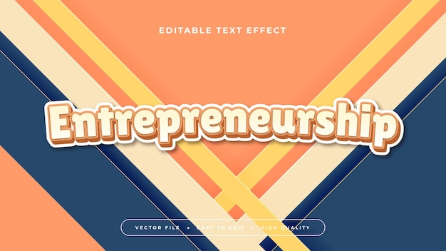 Beige naranja y azul emprendimiento estilo de fuente de efecto de texto editable en 3D