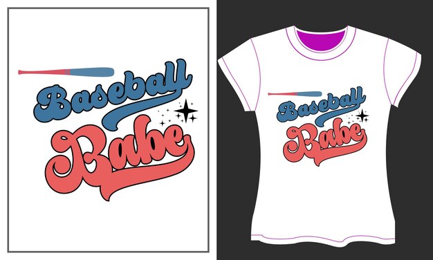 Vector béisbol babe retro vintage svg camiseta diseño