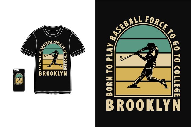 Béisbol, diseño de camiseta estilo retro silueta