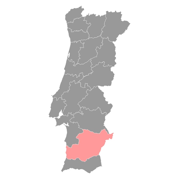 Beja Mapa Distrito de Portugal Vector Ilustración