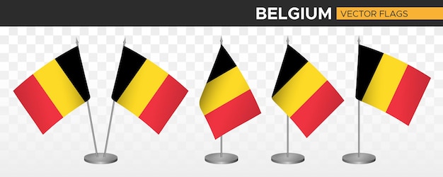 Bélgica escritorio banderas maqueta 3d vector ilustración mesa bandera de Bélgica